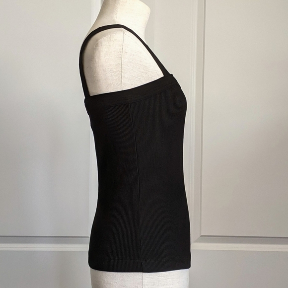 Citizens Of Humanity Florienne Tank Square Neck Rib Knit Fitted Black L NWT - Picture 6 of 15